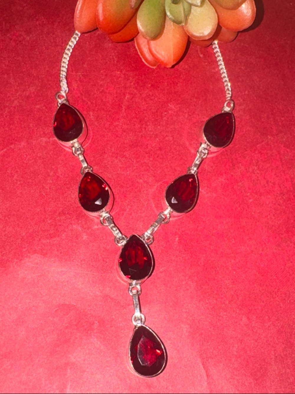 Silver Garnet Necklace